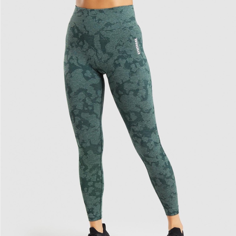 GYMSHARK Adapt Camo Seamless Leggings Obsidian Green Small